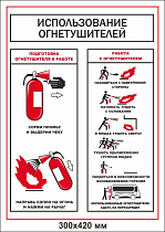 Информационный плакат Использование огнетушителя 1 лист А3 (А3; Пленка самоклеящаяся ПВХ; )