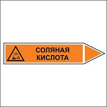 Знак маркировки трубопровода Соляная кислота - направление движение направо