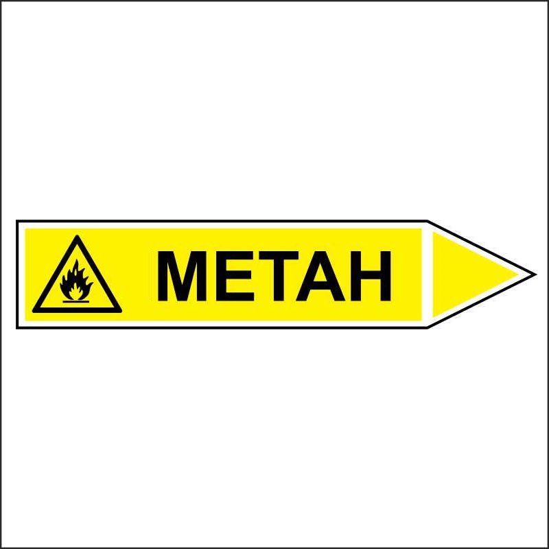Знак маркировки трубопровода Метан - направление движение направо