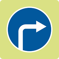 Дорожный знак с флуоресцентной окантовкой 4.1.2 Движение направо