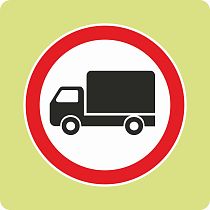 Дорожный знак с флуоресцентной окантовкой 3.4 Движение грузовых автомобилей запрещено