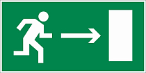 Знак безопасности E03 Направление к эвакуационному выходу направо (300x150, ПВХ 2 мм., Плёнка фотолюминесцентная ГОСТ 2018)